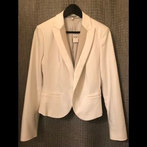 Express White Blazer with Taupe Lapel, Sz 10 BNWT